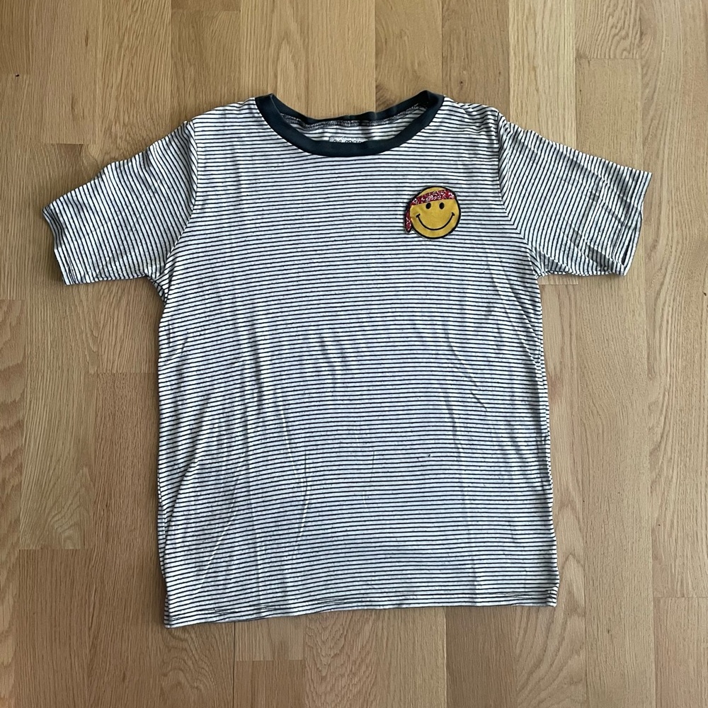 Lauren Moshi bandana smiley face striped s/s t-shirt Size S - Picture 2 of 8